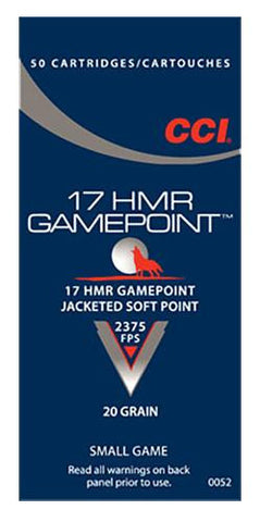 CCI 0052  17HMR  20 GAMEPOINT    50-40